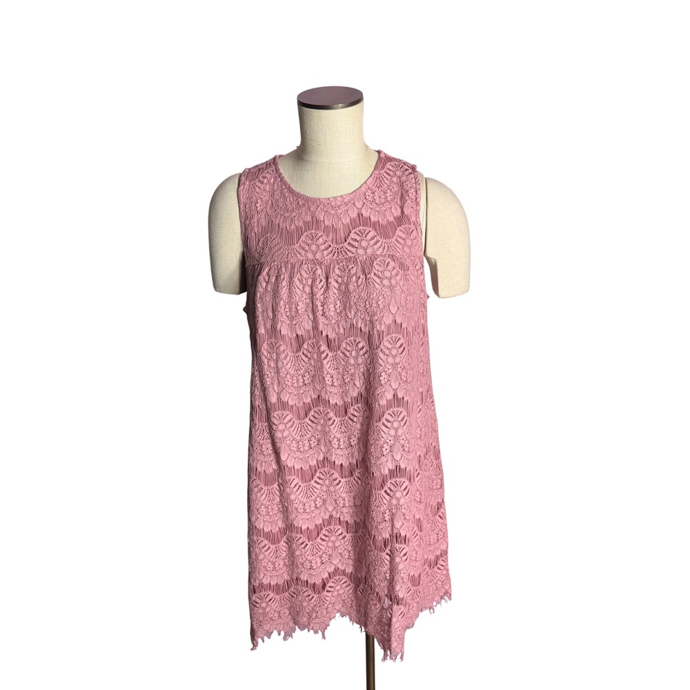 Speechless Lace Shift Dress XL Pink Sleeveless Scalloped Fringe Hem JA29312H120